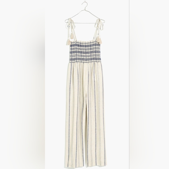 Madewell Smocked Cami Cotton-Linen Blend Jumpsuit - Picture 4 of 9